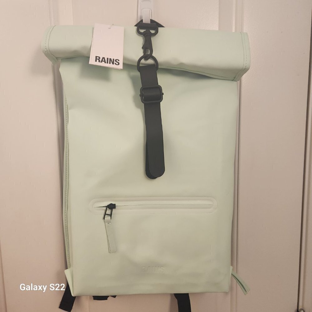 RAINS Rolltop Rucksack Backpack. Color: Mineral. NWT